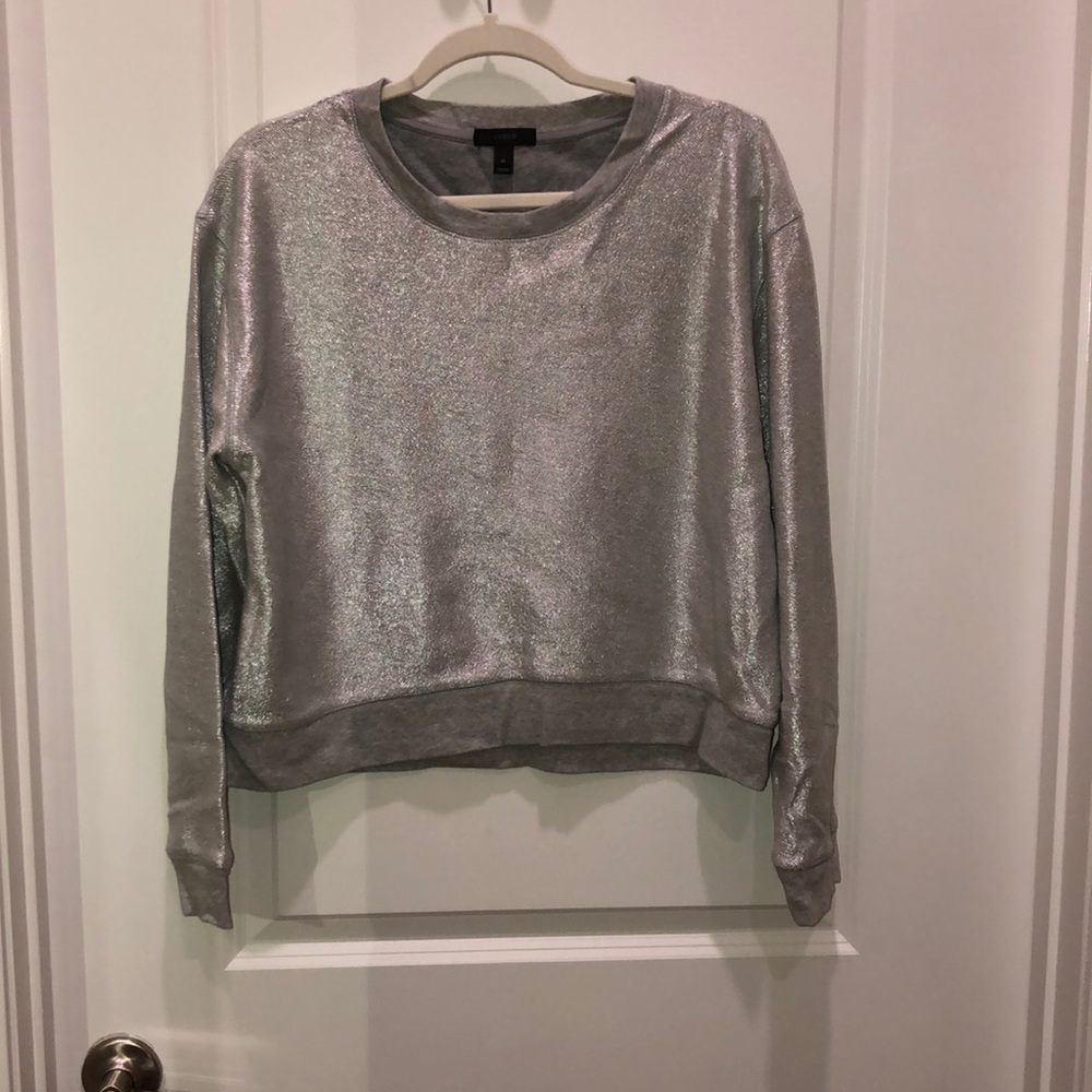 JCrew Metallic silver sweatshirt